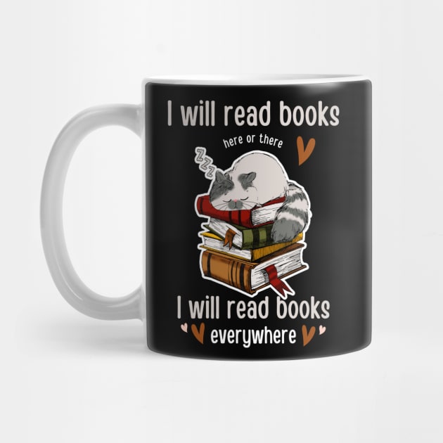 I Will Read Books Here Or There I Will Read Books Everywhere Funny Reading cat T-shirt Gift For Men Women by Emouran